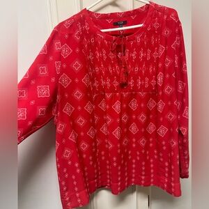 NYDJ Red Geometric Blouse